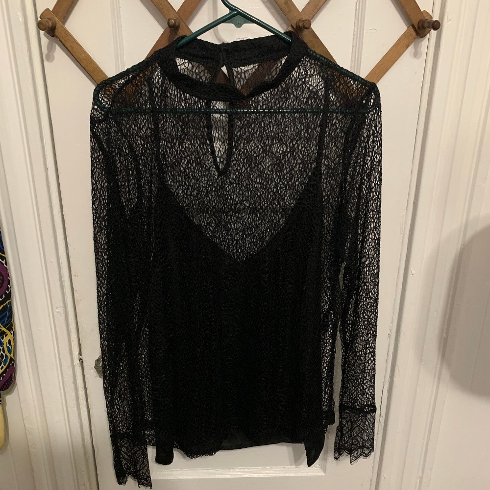 2 Piece Special: Black Lace Top with Tank By Mark.